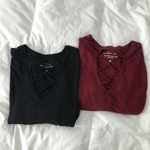 Hollister must have long sleeve ribbed v-neck tee